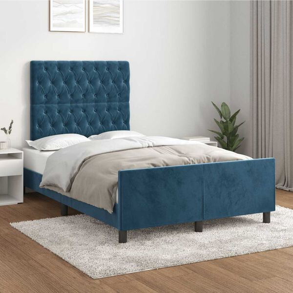 vidaXL Bettgestell ohne Matratze Dunkelblau 120x190 cm Samt