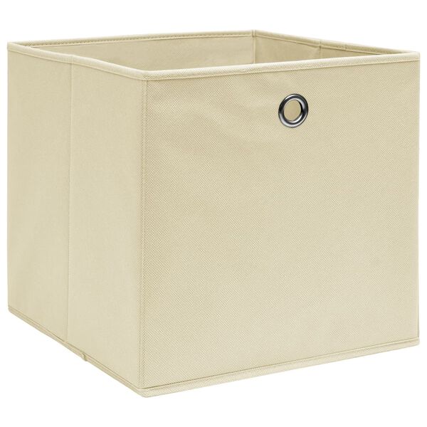 vidaXL Aufbewahrungsboxen 10 Stk. Creme 32x32x32 cm Stoff