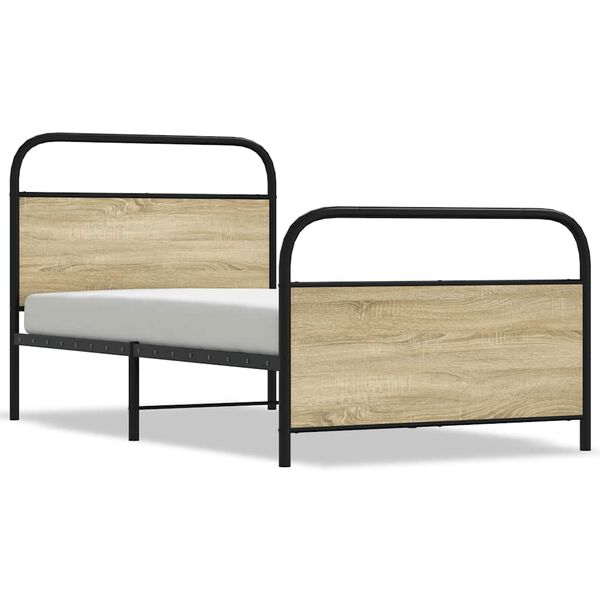 vidaXL Bettgestell ohne Matratze 100x200 cm Sonoma-Eiche Holzwerkstoff