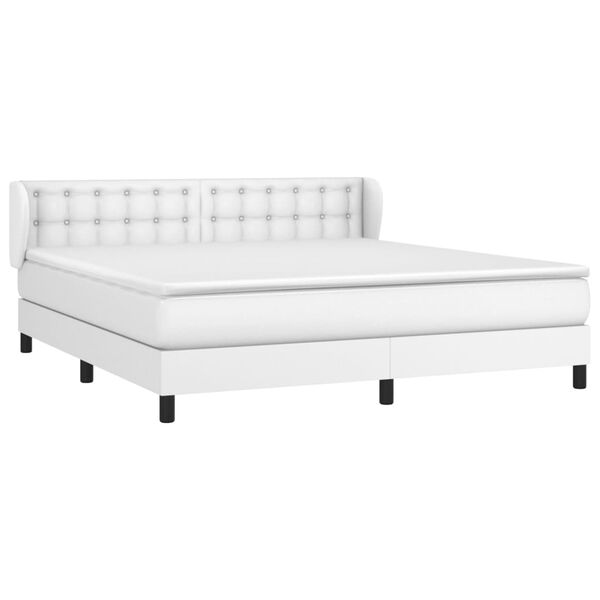 vidaXL Boxspringbett mit Matratze Wei&szlig; 160x200 cm Kunstleder