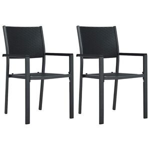 vidaXL Gartenst&uuml;hle 2 Stk. Schwarz Kunststoff Rattan-Optik