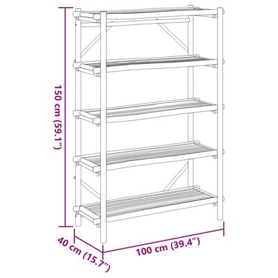 vidaXL Regal mit 5 Böden 100x40x150 cm Bambus