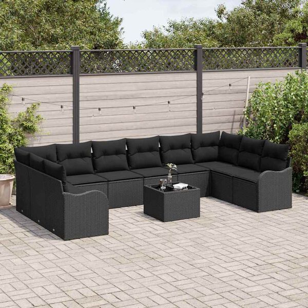 vidaXL Gartensofa-set Schwarz Poly-Rattan