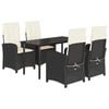vidaXL 5-tlg. Garten-Essgruppe mit Kissen Schwarz Poly Rattan
