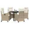 vidaXL Garten Essgruppe mit Kissen 5 pcs Beige Poly-Rattan