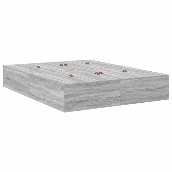 vidaXL Aufbewahrungsbettgestell Graues Sonoma 160 cm Holzwerkstoff