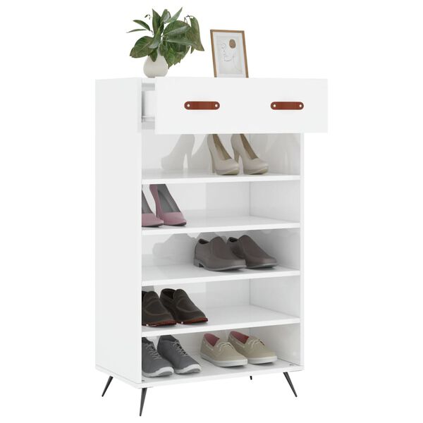 vidaXL Schuhschrank Hochglanz-Wei&szlig; 60x35x105 cm Holzwerkstoff