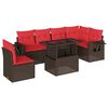 vidaXL 7-teiliges Gartensofa-Set mit Kissen, braun, Polyrattan
