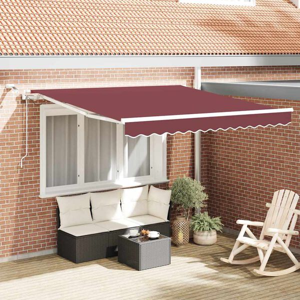vidaXL Markise Automatisch mit LED Weinrot 300x250 cm