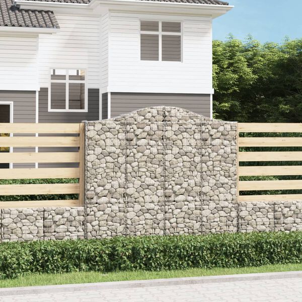 vidaXL Gabionen mit Hochbogen 12Stk. 200x30x180/200cm Verzinktes Eisen