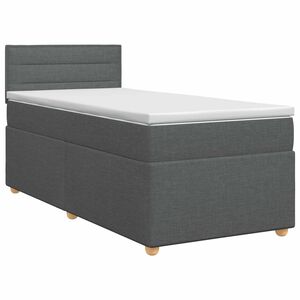 vidaXL Boxspringbett mit Matratze Dunkelgrau 90 x 200 cm Stoff