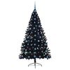 vidaXL K&uuml;nstlicher vorbeleuchteter Weihnachtsbaum Schwarz 210 cm PVC