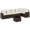 vidaXL 7-tlg. Garten-Sofagarnitur mit Kissen Braun Poly Rattan