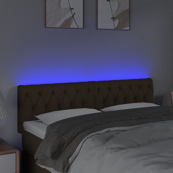 vidaXL LED Kopfteil Dunkelbraun 144x7x78/88 cm Stoff