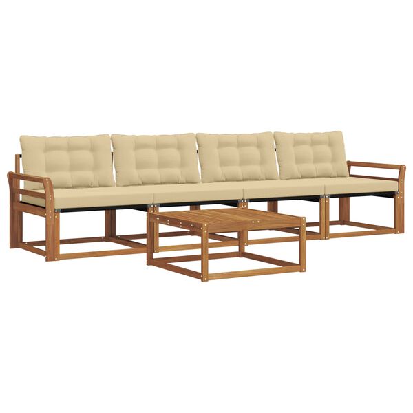 vidaXL Outdoor-Sofagarnitur mit Kissen 5 pcs Natur und Beige