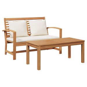 vidaXL Bank mit Kissen 2 pcs Braun und Creme Massivholz Teak