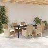 vidaXL Garten Essgruppe mit Kissen 7 pcs Beige Poly-Rattan