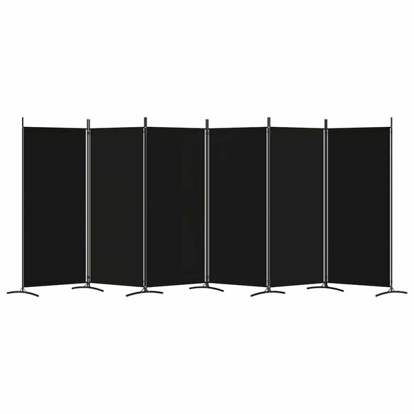 vidaXL 6-tlg. Paravent Schwarz 520x180 cm Stoff