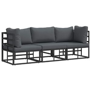 vidaXL 3 stk. Gartenm&ouml;bel Metall Schwarz und Anthrazit