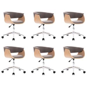 vidaXL Drehbare Esszimmerst&uuml;hle 6 Stk. Taupe Stoff