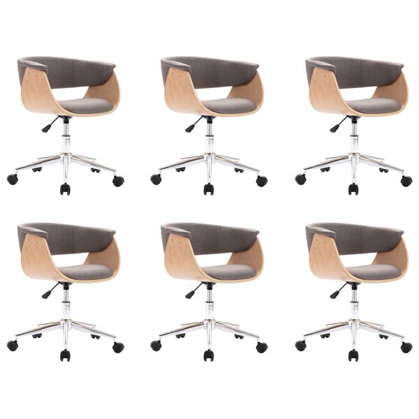 vidaXL Drehbare Esszimmerst&uuml;hle 6 Stk. Taupe Stoff