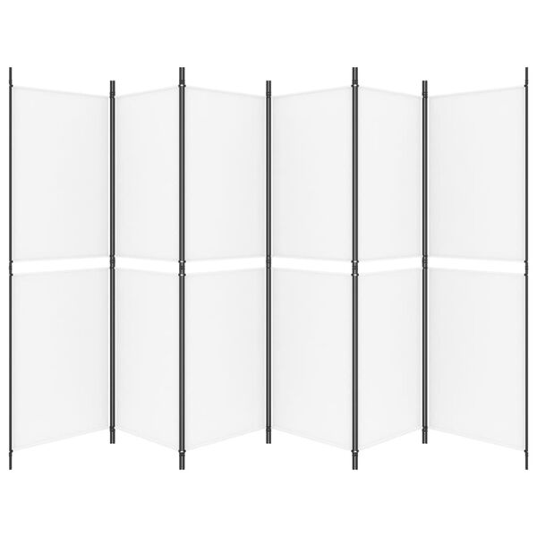 vidaXL 6-tlg. Paravent Wei&szlig; 300x180 cm Stoff