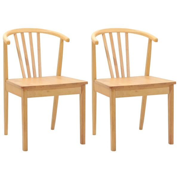 vidaXL Esszimmerstuhl 2 pcs Natur Solides Gummiholz