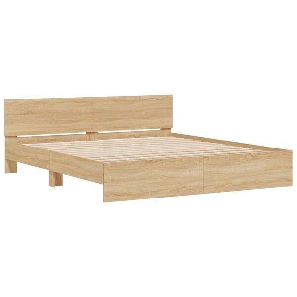 vidaXL Bettgestell mit Kopfteil Sonoma-Eiche 160x200 cm
