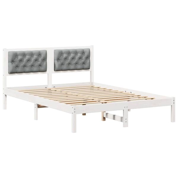 vidaXL Bettrahmen Hellgrau 140 x 190 cm Massives Kiefernholz