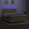 vidaXL Boxspringbett mit Matratze & LED Gr&uuml;n 180x200 cm Stoff