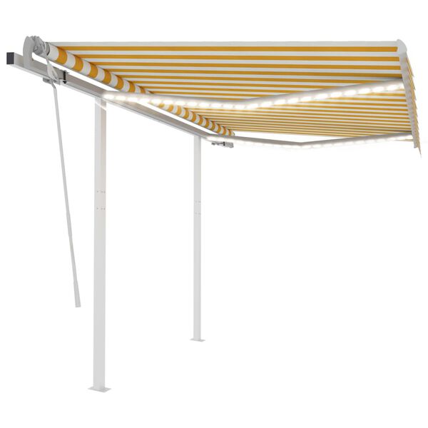 vidaXL Markise Manuell Einziehbar mit LED 3,5x2,5 m Gelb & Wei&szlig;