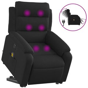 vidaXL Elektrischer Massagesessel mit Aufstehhilfe Schwarz Stoff