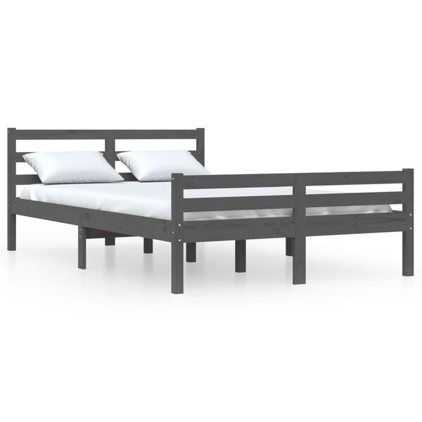 vidaXL Massivholzbett Grau 160x200 cm