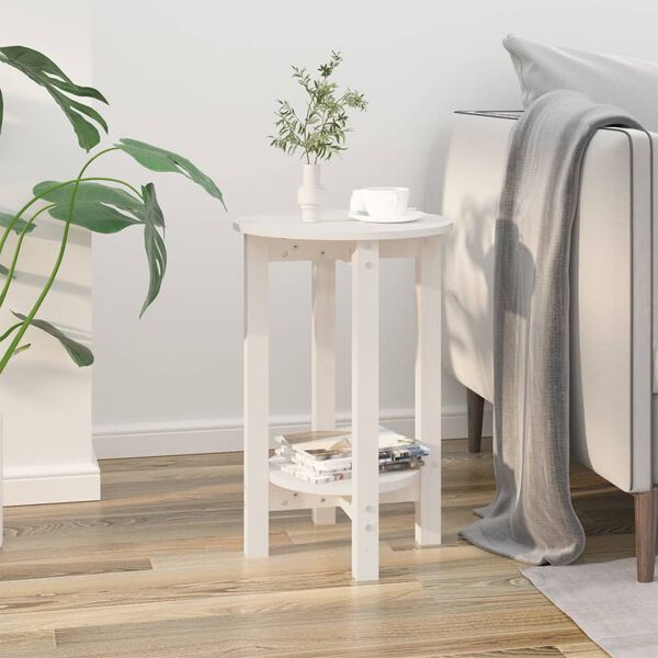 vidaXL Couchtisch Wei&szlig; &Oslash; 40x60 cm Massivholz Kiefer