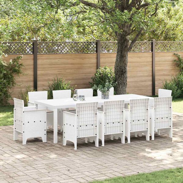 vidaXL Garten Essgruppe 11 pcs Wei&szlig; Polypropylen