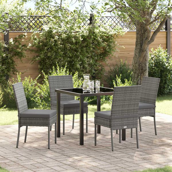 vidaXL Garten Essgruppe 5 pcs Grau Pulverbeschichteter Stahl