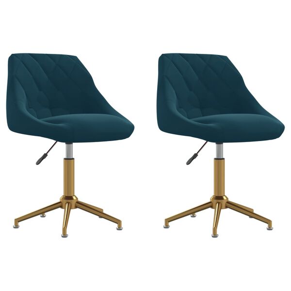 vidaXL Esszimmerst&uuml;hle 2 Stk. Drehbar Blau Samt