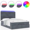 vidaXL Ottoman-Bett mit Matratzen & LEDs Dunkelgrau 140x200 cm Samt