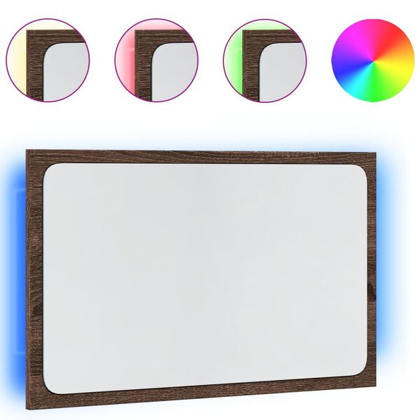 vidaXL LED-Badspiegel Braun Eichen-Optik 60x8,5x38 cm Holzwerkstoff