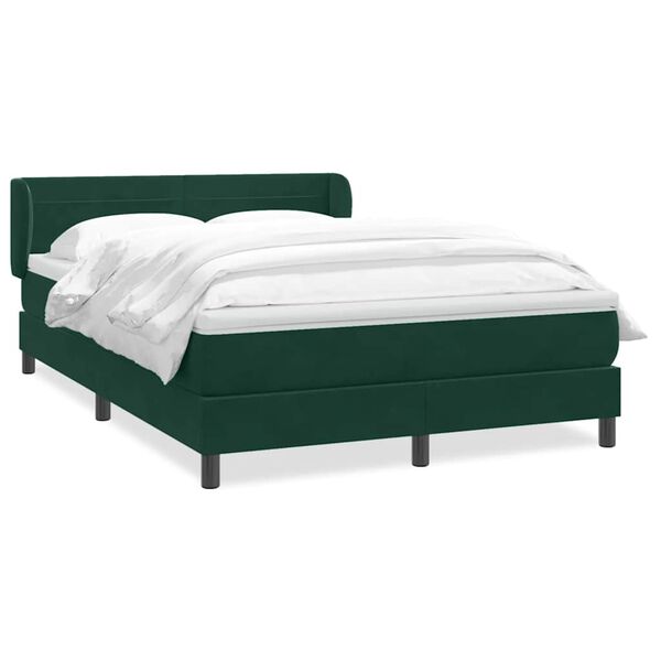 vidaXL Boxspringbett mit Matratze Dunkelgr&uuml;n 140x210 cm Samt