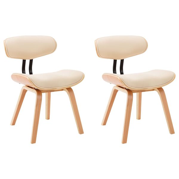 vidaXL Esszimmerst&uuml;hle 2 Stk. Creme Bugholz und Kunstleder