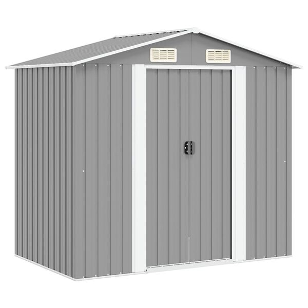 vidaXL Gartenschuppen Grau Metall 204 x 132 x 186 cm