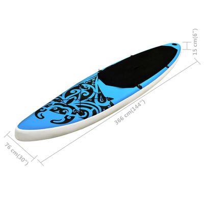 vidaXL Aufblasbares Stand Up Paddle Board Set 366x76x15 cm Blau