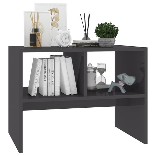 vidaXL Beistelltisch Hochglanz-Grau 60x40x45 cm Holzwerkstoff