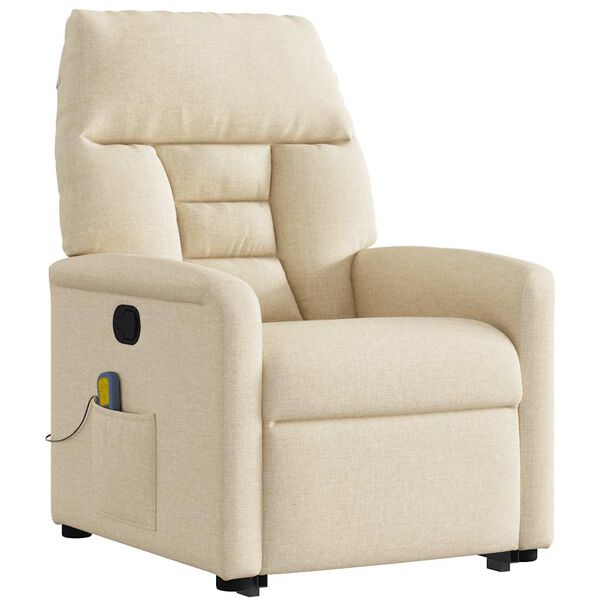 vidaXL Massagesessel mit Aufstehhilfe Creme Stoff