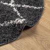 vidaXL Teppich Shaggy Hochflor Modern Schwarz und Creme &Oslash; 100 cm