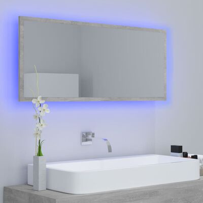 vidaXL LED-Badspiegel Betongrau 100x8,5x37 cm Acryl