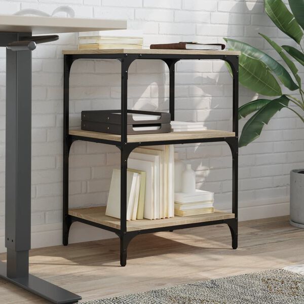 vidaXL Druckerständer 3 Ablagen Sonoma-Eiche 50x41x75 cm