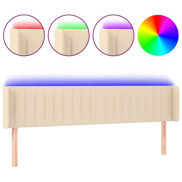vidaXL LED Kopfteil Creme 163x16x78/88 cm Stoff