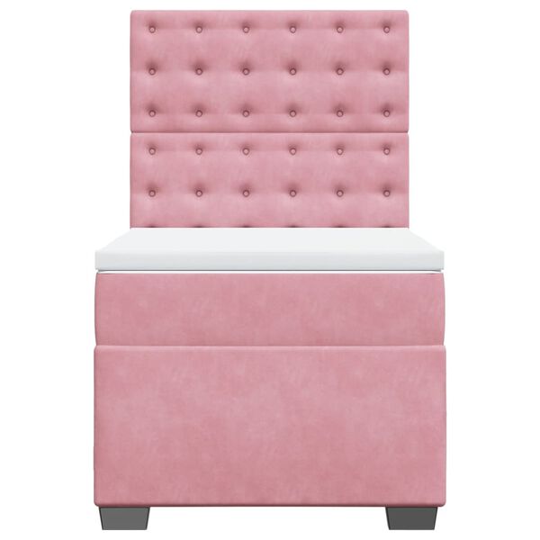 vidaXL Boxspringbett mit Matratze Rosa 80x200 cm Samt